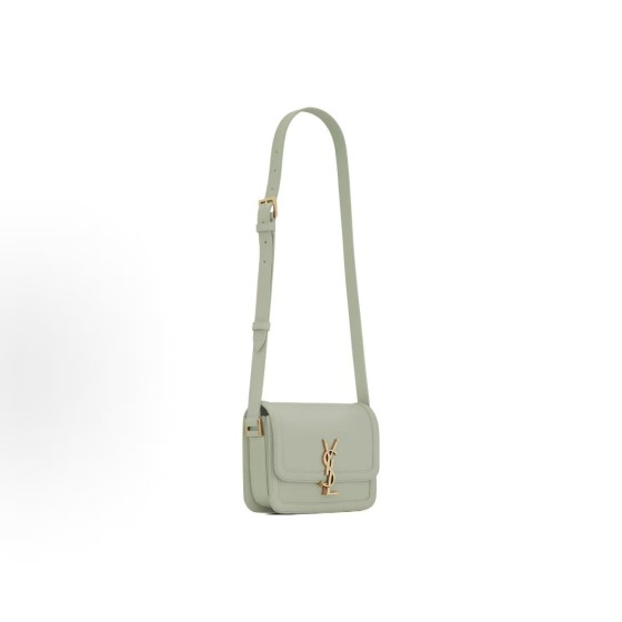 SAINT LAURENT YSL SOLFERINO Box Gold Logo screw-down opening and closing Tofu Bag, single-shoulder crossbody bag, small size for women, light green